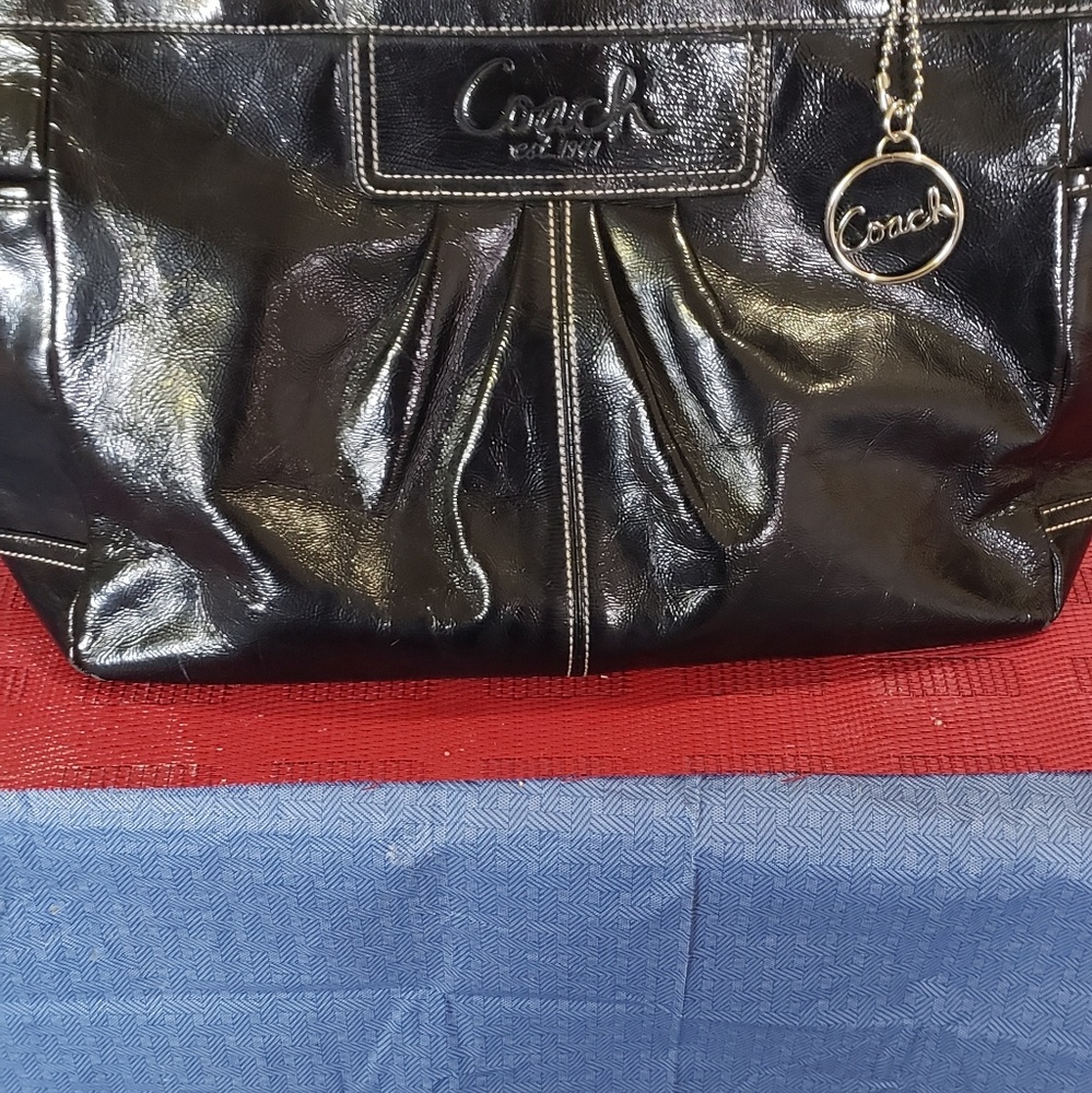 authentic Coach  purse black pleated tote